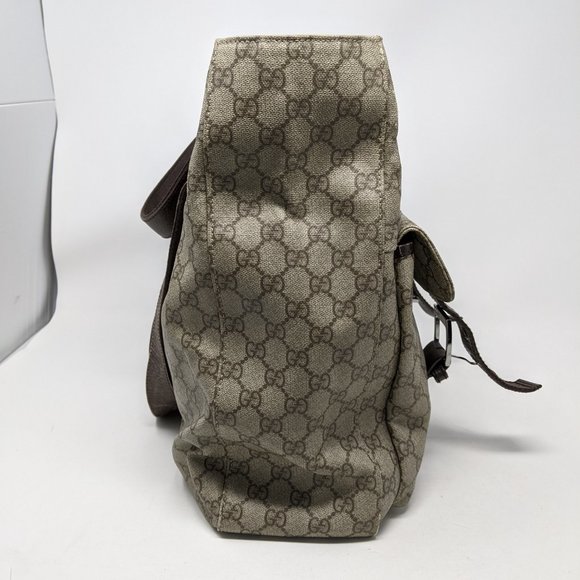 GUCCI PVC Beige & Dark Brown Two Pocket Tote Bag - Picture 7 of 16